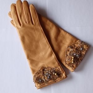 NWOT Embellished Leather Gloves